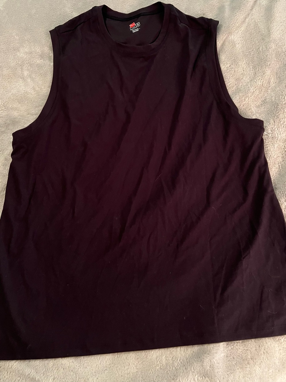 Hanes Moves Men's Black Sleeveless Tank Top XL Crew Neck Stretch